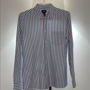 H&M Long Sleeve Pinstripe Button Down - Light Navy